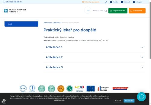 Zobrazit webové stránky Praktický lékař pro dospělé - Oblastní nemocnice Příbram - MUDr. Anna Valentová, MUDr. Viktoria Paladič, MUDr. Zuzana Vandasová