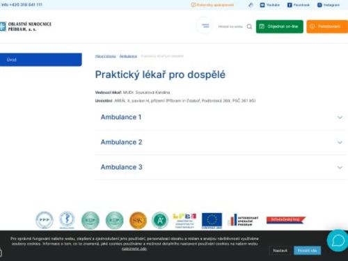 Praktický lékař pro dospělé - Oblastní nemocnice Příbram - MUDr. Anna Valentová, MUDr. Viktoria Paladič, MUDr. Zuzana Vandasová