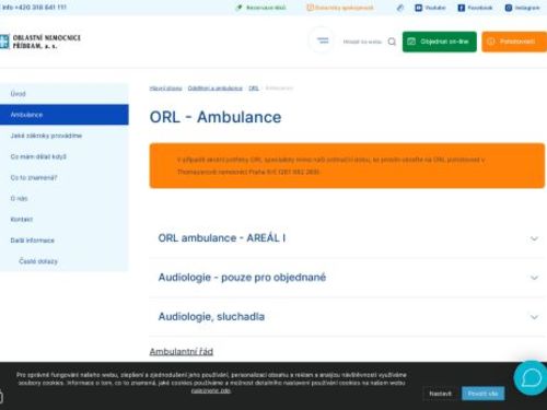 ORL ambulance - Oblastní nemocnice Příbram (areál I)