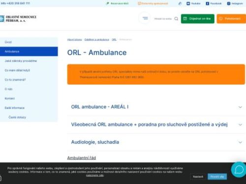 ORL ambulance - Oblastní nemocnice Příbram (areál II)