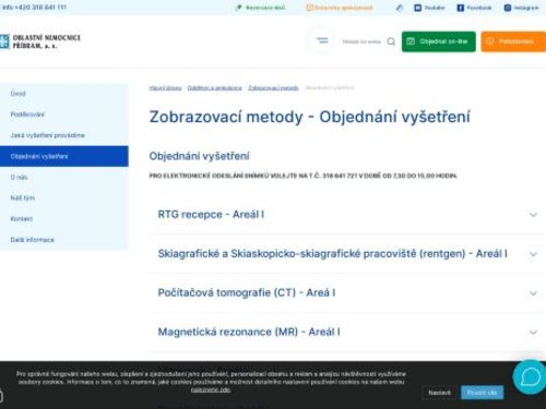 RTG recepce - Oblastní nemocnice Příbram (areál I)
