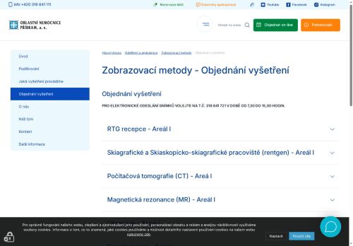 Zobrazit webové stránky RTG recepce - Oblastní nemocnice Příbram (areál I)