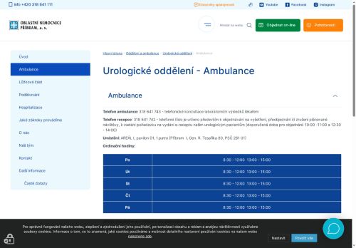 Zobrazit webové stránky Urologická ambulance - Oblastní nemocnice Příbram