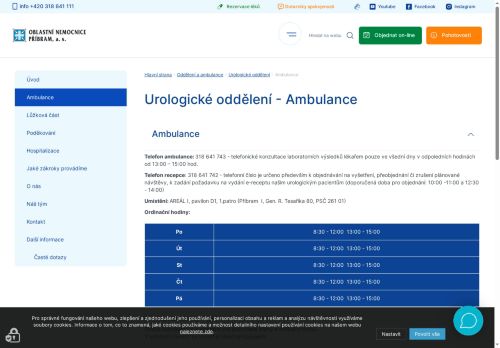 Zobrazit webové stránky Urologická ambulance - Oblastní nemocnice Příbram