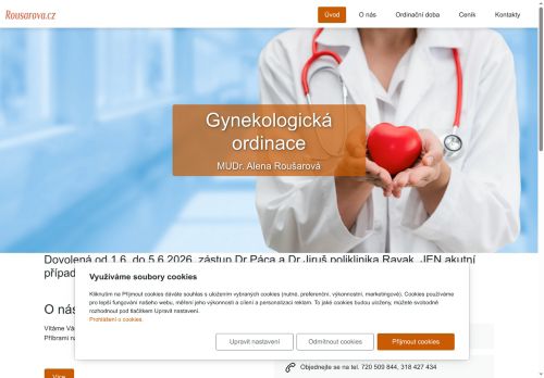 Zobrazit webové stránky Gynekologická ordinace - MUDr. Alena Roušarová