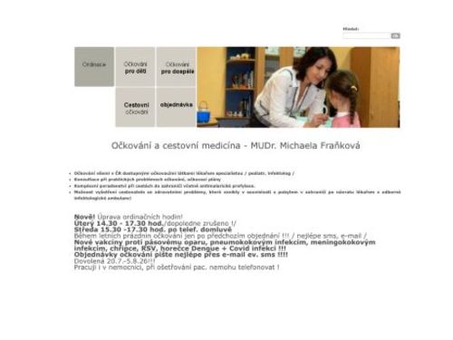 Očkování a cestovní medicína - MUDr. Michaela Fraňková