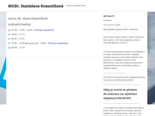 Praktický lékař pro dospělé - MUDr. Stanislava Kvasničková