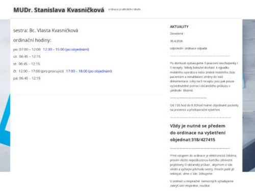 Praktický lékař pro dospělé - MUDr. Stanislava Kvasničková