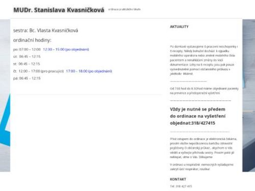 Praktický lékař pro dospělé - MUDr. Stanislava Kvasničková