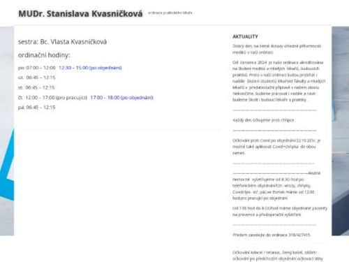 Praktický lékař pro dospělé - MUDr. Stanislava Kvasničková