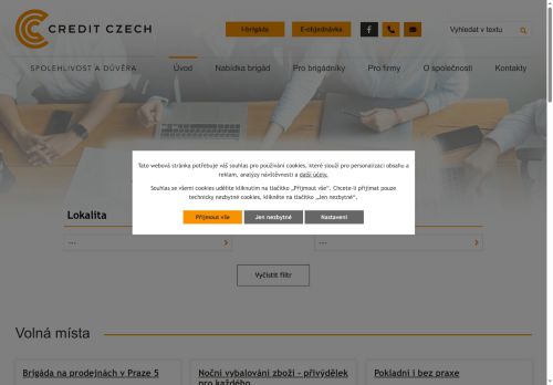 CREDIT CZECH s.r.o. nabízí práci na pozici Obsluha vysokozdvižných a jiných vozíků a skladníci (m+ž) v obci Klecany