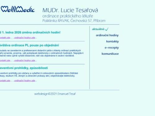 Praktický lékař pro dospělé Wellmedic s.r.o. - MUDr. Lucie Tesařová