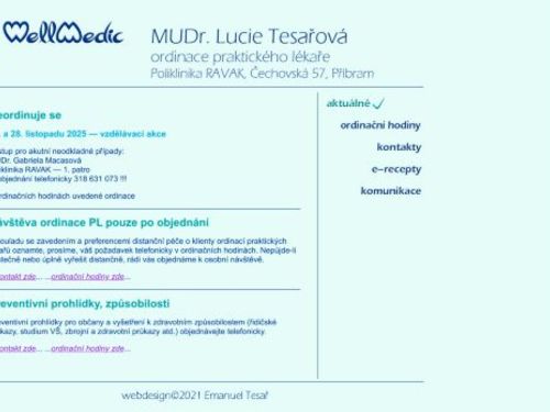 Praktický lékař pro dospělé Wellmedic s.r.o. - MUDr. Lucie Tesařová