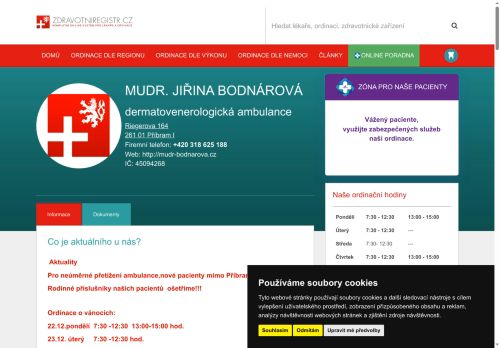 Zobrazit webové stránky Kožní ordinace - MUDr. Jiřina Bodnárová