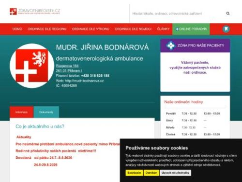 Kožní ordinace - MUDr. Jiřina Bodnárová