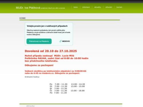 Praktický lékař pro děti a dorost - MUDr. Iva Ptáčková