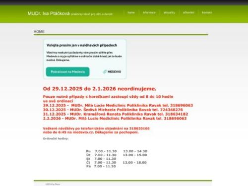 Praktický lékař pro děti a dorost - MUDr. Iva Ptáčková