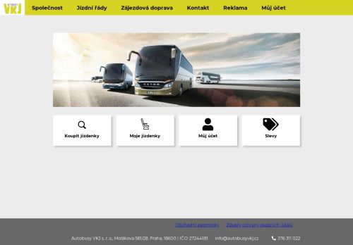 Webové stránky Autobusy VKJ s. r. o., Plzeň