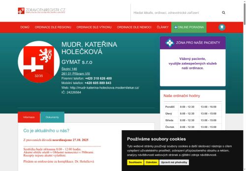 Zobrazit webové stránky Gynekologická ambulance GYMAT s.r.o. - MUDr. Kateřina Holečková