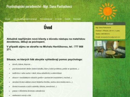 Psychologické poradenství – Mgr. Dana Pastuchová