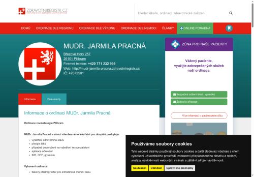 Zobrazit webové stránky Revmatologická ambulance - MUDr. Jarmila Pracná