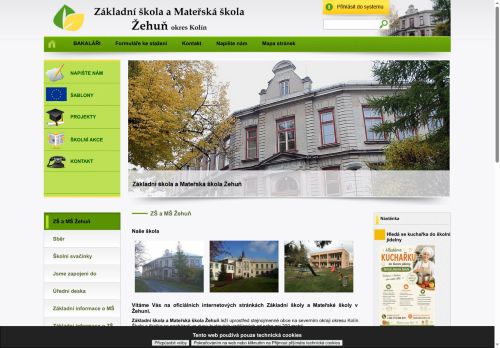 Webové stránky Základní škola a Mateřská škola Žehuň, okres Kolín, Žehuň