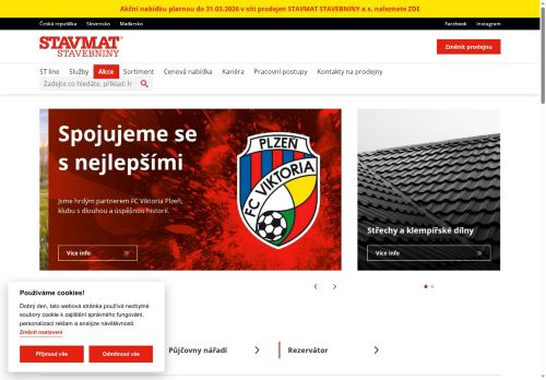Webové stránky STAVMAT STAVEBNINY a.s., Kyjov