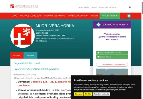 Zobrazit webové stránky Praktický lékař pro dospělé - MUDr. Věra Horká