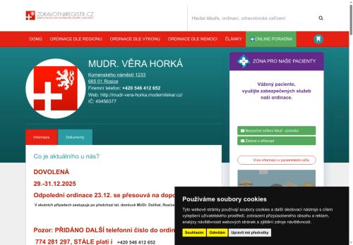 Zobrazit webové stránky Praktický lékař pro dospělé - MUDr. Věra Horká