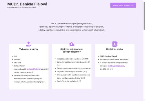 Zobrazit webové stránky Praktický lékař pro dospělé - MUDr. Daniela Fialová