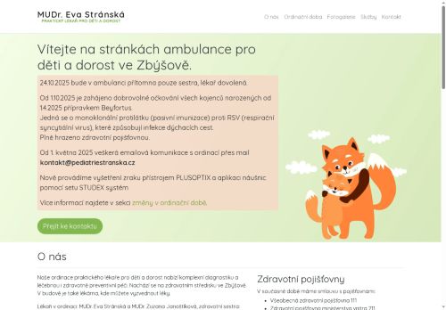 Zobrazit webové stránky Praktický lékař pro děti a dorost - MUDr. Eva Stránská