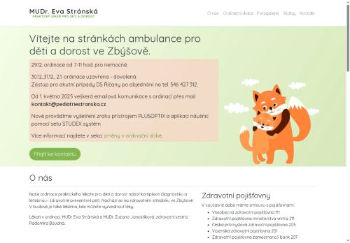 Zobrazit webové stránky Praktický lékař pro děti a dorost - MUDr. Eva Stránská