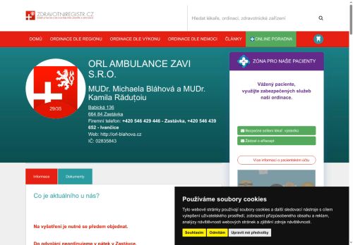 Zobrazit webové stránky ORL - MUDr. Michaela Bláhová