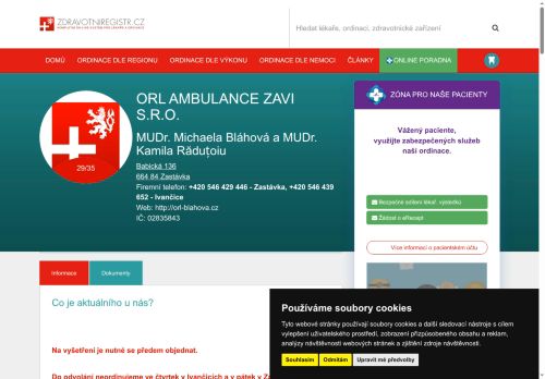 Zobrazit webové stránky ORL - MUDr. Michaela Bláhová