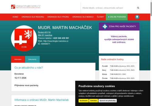 Zobrazit webové stránky Neurologická ambulance - MUDr. Martin Macháček