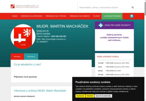 Zobrazit webové stránky Neurologická ambulance - MUDr. Martin Macháček