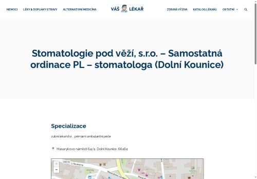 Zobrazit webové stránky Zubní ordinace Stomatologie pod věží -  MDDr. Jaromír Zapletal