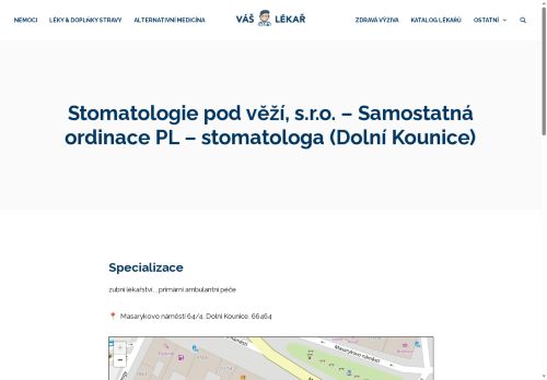 Zobrazit webové stránky Zubní ordinace Stomatologie pod věží -  MDDr. Jaromír Zapletal