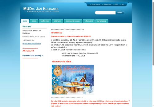 Zobrazit webové stránky Praktický lékař pro děti a dorost - MUDr. Jan Kulhánek