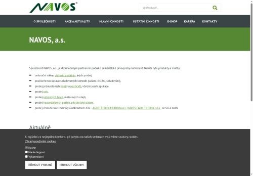 Webové stránky NAVOS, a.s., Kroměříž