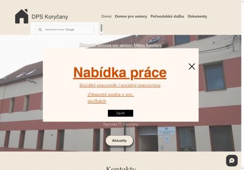 Webové stránky Domov pro seniory Koryčany, Koryčany