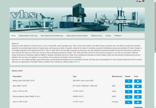 VH services spol. s r. o. nabízí práci na pozici Manažer servisu obráběcích strojů v obci Plzeň