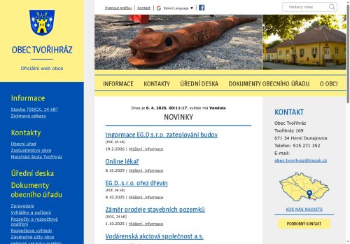 Zobrazit webové stránky Obecní úřad Tvořihráz