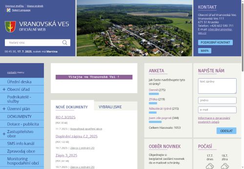 Zobrazit webové stránky Obecní úřad Vranovská Ves