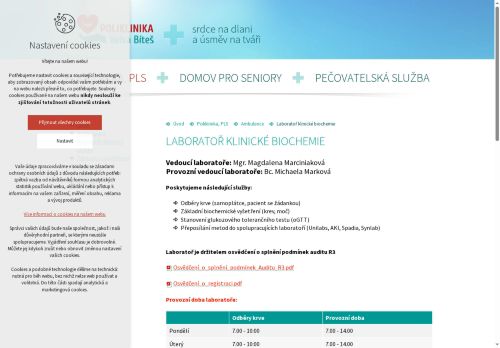 Zobrazit webové stránky Laboratoř klinické biochemie - Poliklinika Velká Bíteš