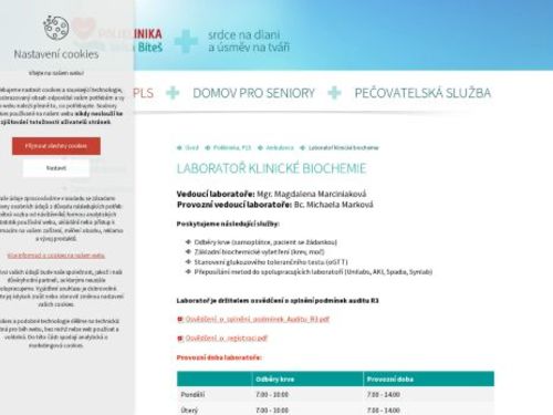 Laboratoř klinické biochemie - Poliklinika Velká Bíteš