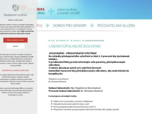 Laboratoř klinické biochemie - Poliklinika Velká Bíteš