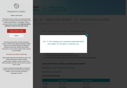 Zobrazit webové stránky Laboratoř klinické biochemie - Poliklinika Velká Bíteš