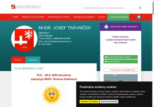 Zobrazit webové stránky Praktický lékař pro dospělé - MUDr. Josef Trávníček
