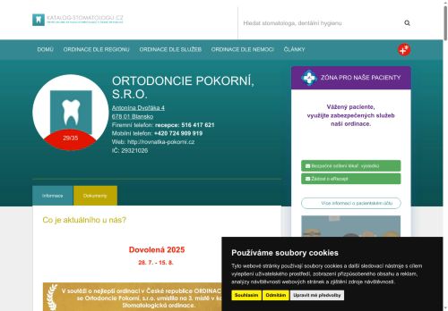 Zobrazit webové stránky ORTODONCIE Pokorní s.r.o. - MUDr. Jan Pokorný, MUDr. Marie Pokorná